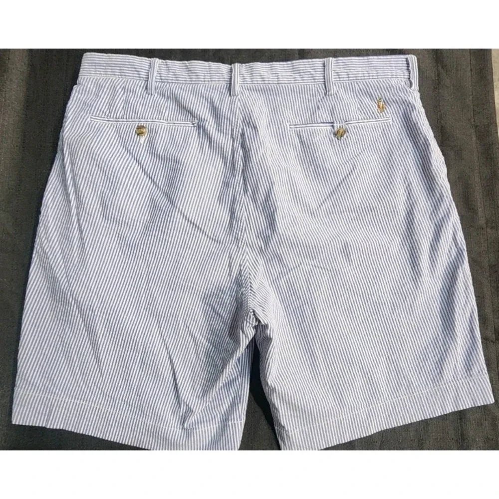 Polo Ralph Lauren Pin Stripe Blue‎ White Shorts Chino Sailer Beach Preppy Sz 38